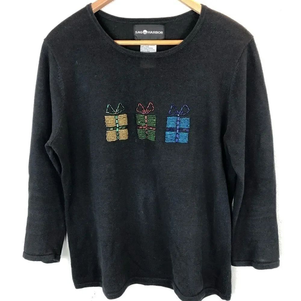 Sag Harbor Long Sleeve Christmas Top Size S